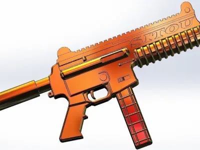 GUN 9mm Ar-15 Pistol Low-poly 3D model