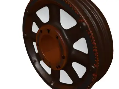 Rusty Industrial Metal Wheel Pulley 3D model