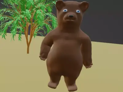 Cartoon bear cute bear animated and rigged fun bear for kids Free 3D model