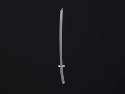 katana samurai sword Low-poly 3D model 22