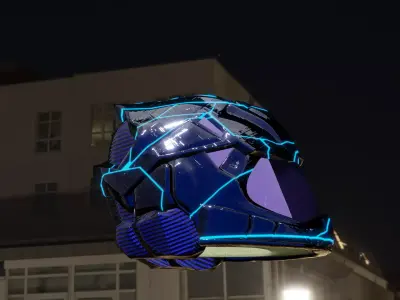 carbon helmet futuristic glow Low-poly 3D model