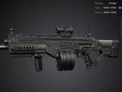 Futuristic Rifle 3D model shop
