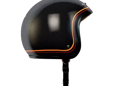 Helmet carbon fibre motorcycle orange 3D model