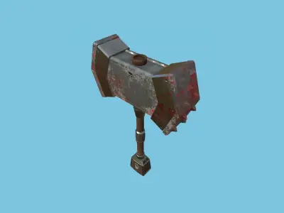 Medieval War Hammer 09 Blood Barbarian - Fantasy Weaponry Low-poly 3D model