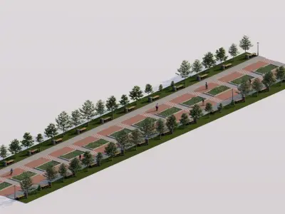 public park-Private Park Landscape 3D model 7