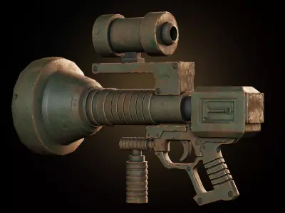 Retro Sci-Fi Plasma Gun Game-Ready 3D Model Low-poly 3D model