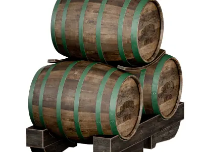 Wooden barrels 3D model shop