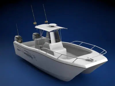 Sea Cat Center Console Outboard Fishing Boat Low-poly 3D model