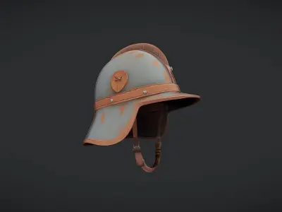 Vintage metal and leather military helmet 3D model