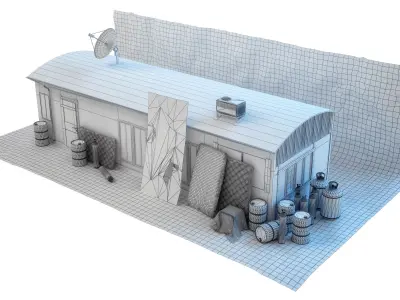 Wooden Barracks Free low-poly 3D model