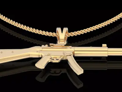 MP5 Gun pendant silver gold printable jewelry 3D model 3D print model purchase