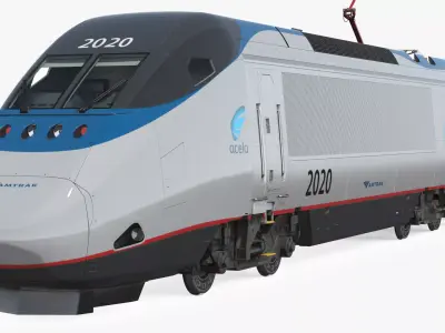 Amtrak Acela Train Rigged 3D model