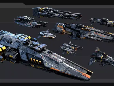 SR - Starships PACK Low-poly 3D model