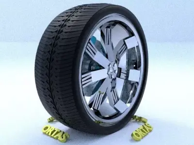 ORTAS CAR RIM 8 GAME READY RIM TIRE AND DISC 3D model
