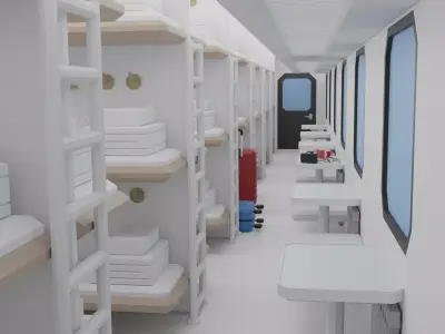 Cartoon Sleeper Train Interior 3D model