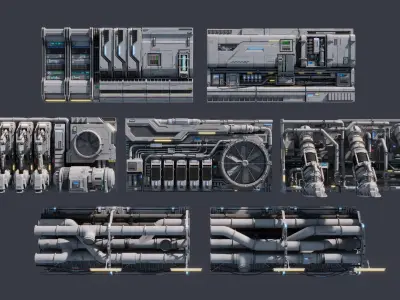 Sci-Fi Architecture Panels Kit Vol 04-PBR 3D model