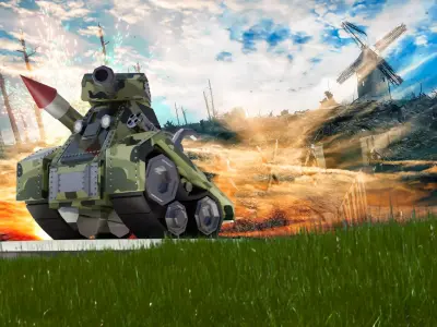 Low Poly Tank With Missile Low-poly 3D model