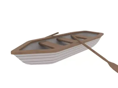 Rowboat canoe Low-poly 3D model
