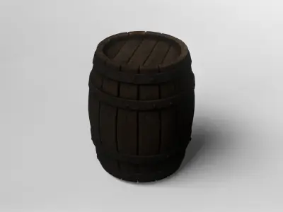 Medieval Wooden Barrel with Fleur-de-Lis Emblem 3D model