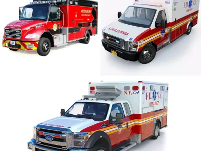 Ambulances EMS 3D Model Pack