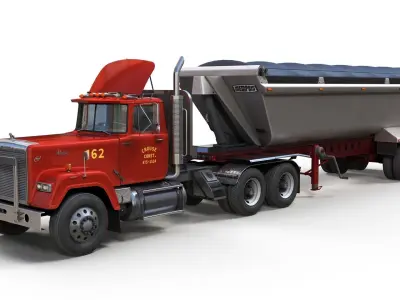 SuperLiner dump trailer truck Low-poly 3D model