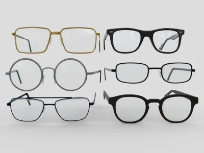 Glasses Pack Low-poly 3D model