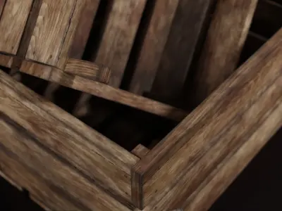 Set of three 3 wooden storage boxes Crate Low-poly  Low-poly 3D model