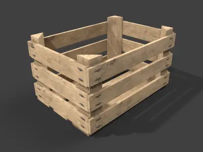 Wooden Fruit Crate Low-poly 3D model