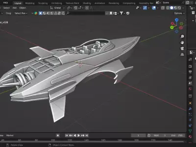 Futuristic Jet Boat 3D print model