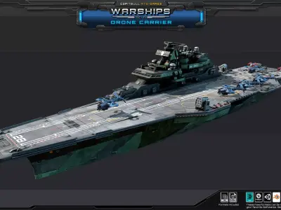 WARSHIPS - Drone Carrier  Low-poly 3D model