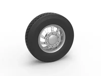 Front custom wheel of semi truck Version 8 Scale 1 to 25 3D print model
