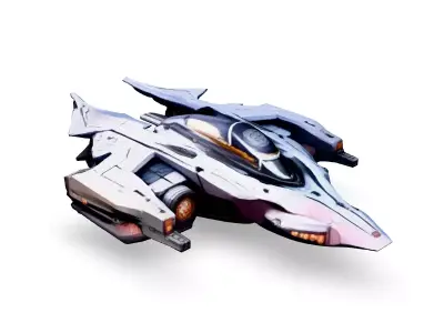 Scifi Fighter Starship White Guardian Low-poly 3D model