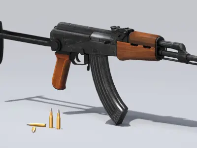 AKM assault rifle - 3D AK 47 Low-poly model Low-poly 3D model