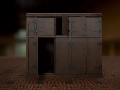 Authentic Replica Medieval Cabinet Low-poly 3D model