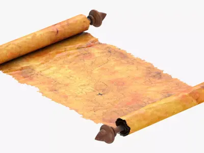 Scroll Open With Pirate Map 01 1 3D model