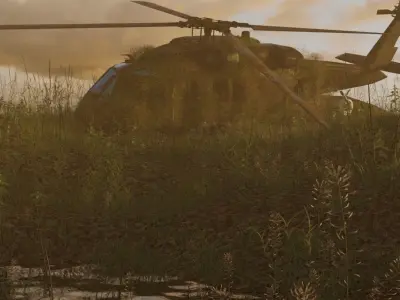 Cinematic Destroy helicopter scene 3D model