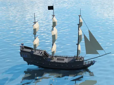 Pirate Galleon  Low Poly Low-poly 3D model