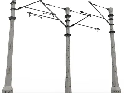 Train poles 3D model
