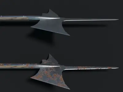 Medieval Halberd Low-poly 3D model get