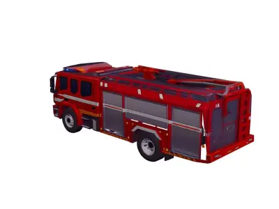 Low Poly Modern Fire Truck Vehicle Model PBR Texture Low-poly 3D model