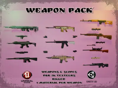 REAL WEAPONS AND SCOPES  Low-poly 3D model