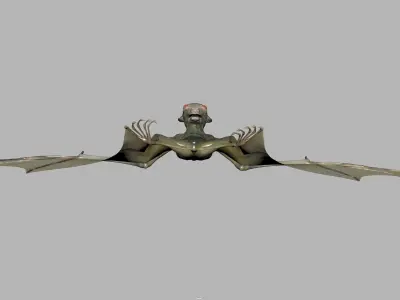 Bat low poly flying in air Low-poly 3D model
