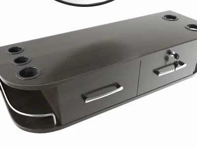 Hairdresser Wall-mounted Desk with Mirror 3D model