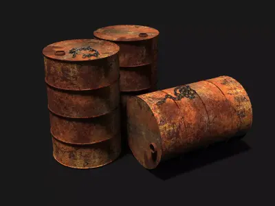 Rusted Industrial Oil Barrel 3D Model for Games and Environments 3D model