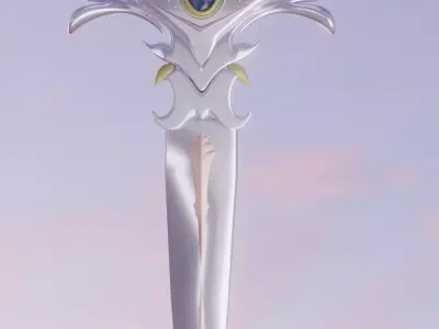 Fantasy Crystal Dagger Stylized Magical Weapon Game Ready Low-poly 3D model