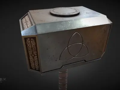 Mjolnir Thors Hammer Low-poly 3D model