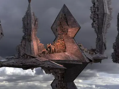 Anubis Gods City Floating Pyramids Kitbash  7 3D model