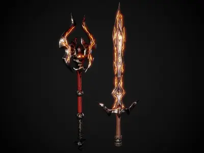 3D Stylized Sword - Stylized Axe GameReady Free low-poly 3D model