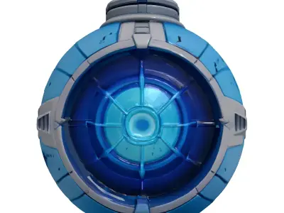 Futuristic Plasma Grenade with Blue Core 3D model