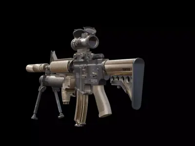 Modern Tactical Carbine Rifle Model M4 Weapon Game Ready Low-poly 3D model